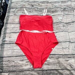 Summersalt Cherry Red One Piece Swimsuit With Attached Belt Size 14